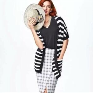 CABI | Striped Knit Oversized Button Front Whistle Cardigan Women’s Size Small